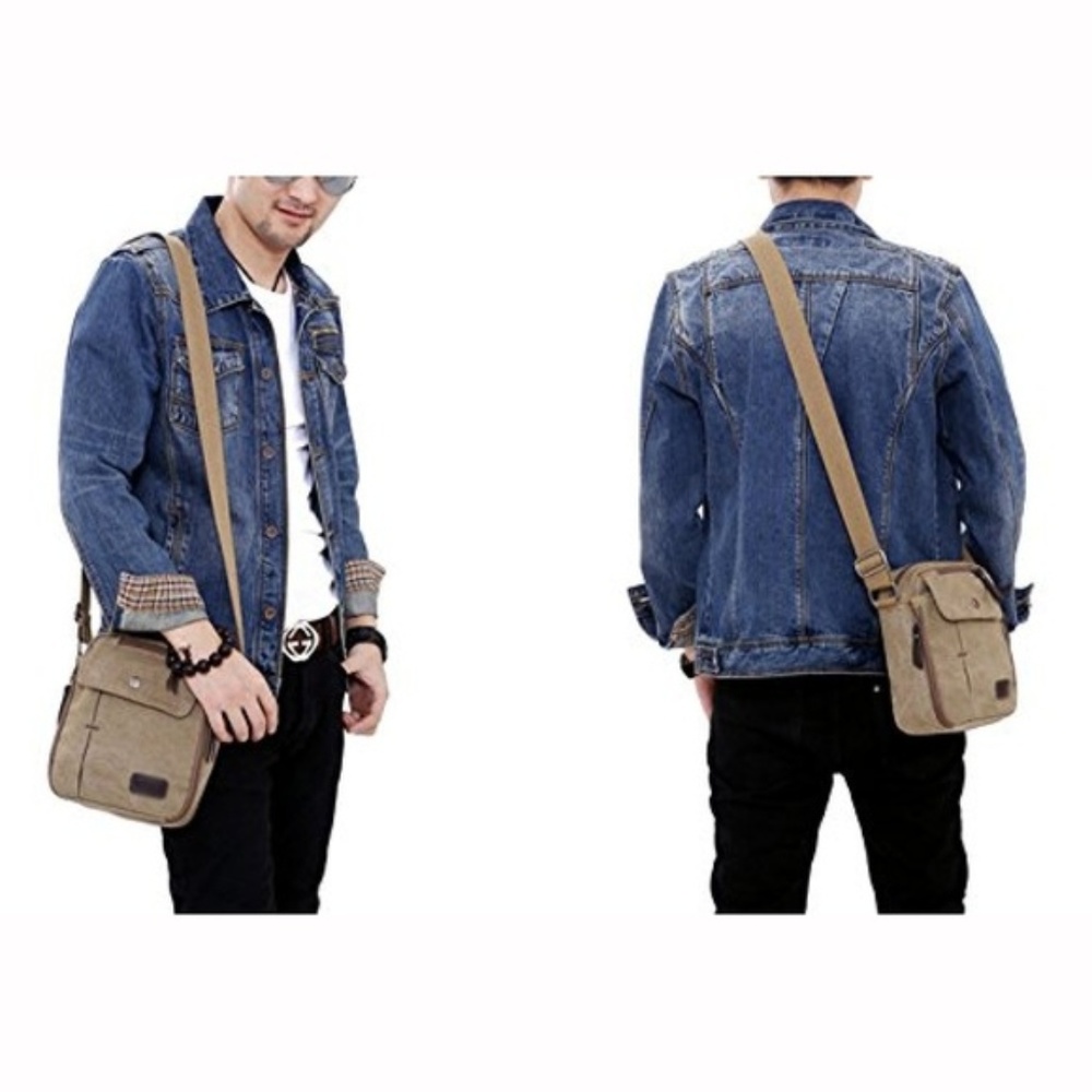 Mens "Jacob" Small Canvas Casual Shoulder Bag - Picture 2 of 3